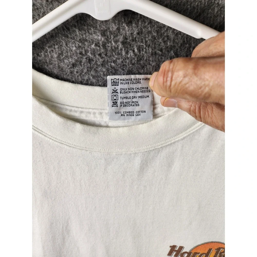 Hard Rock Cafe Dallas Tee Men's L White Armadillo Guitar Graphic 2-Sided Vintage - Picture 6 of 11
